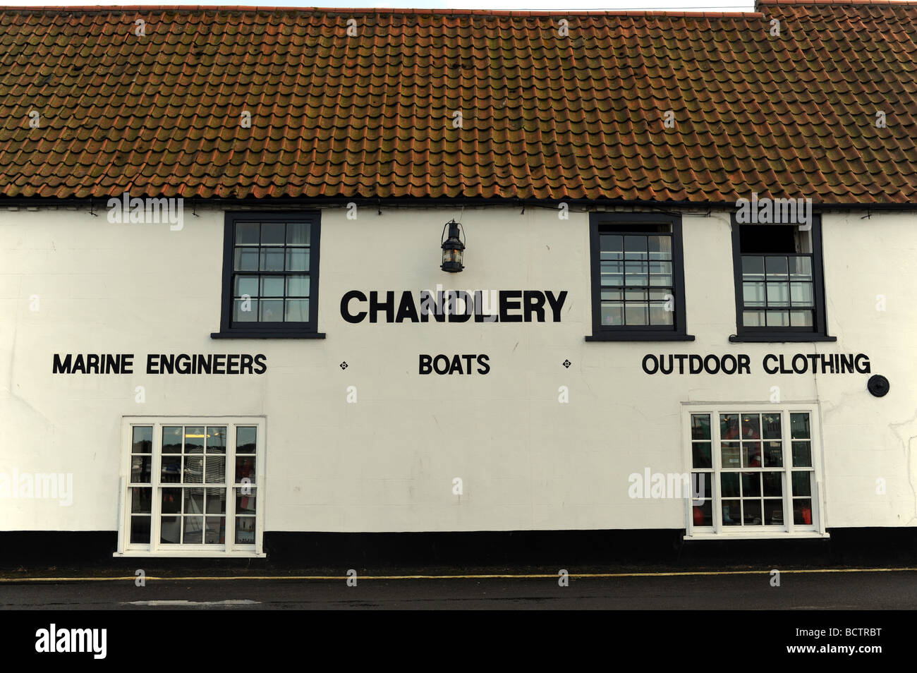 Old fashioned boat Chandlery shop Wells next the Sea holiday destination  and fishing town on the North Norfolk coast Stock Photo