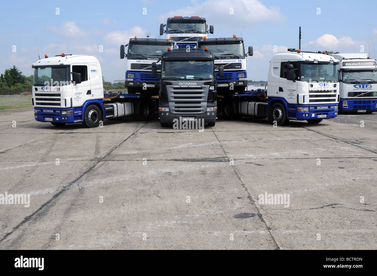 Scania fm12 and r380 and 360 trucks during Men's Day show in Warsaw, Poland Stock Photo
