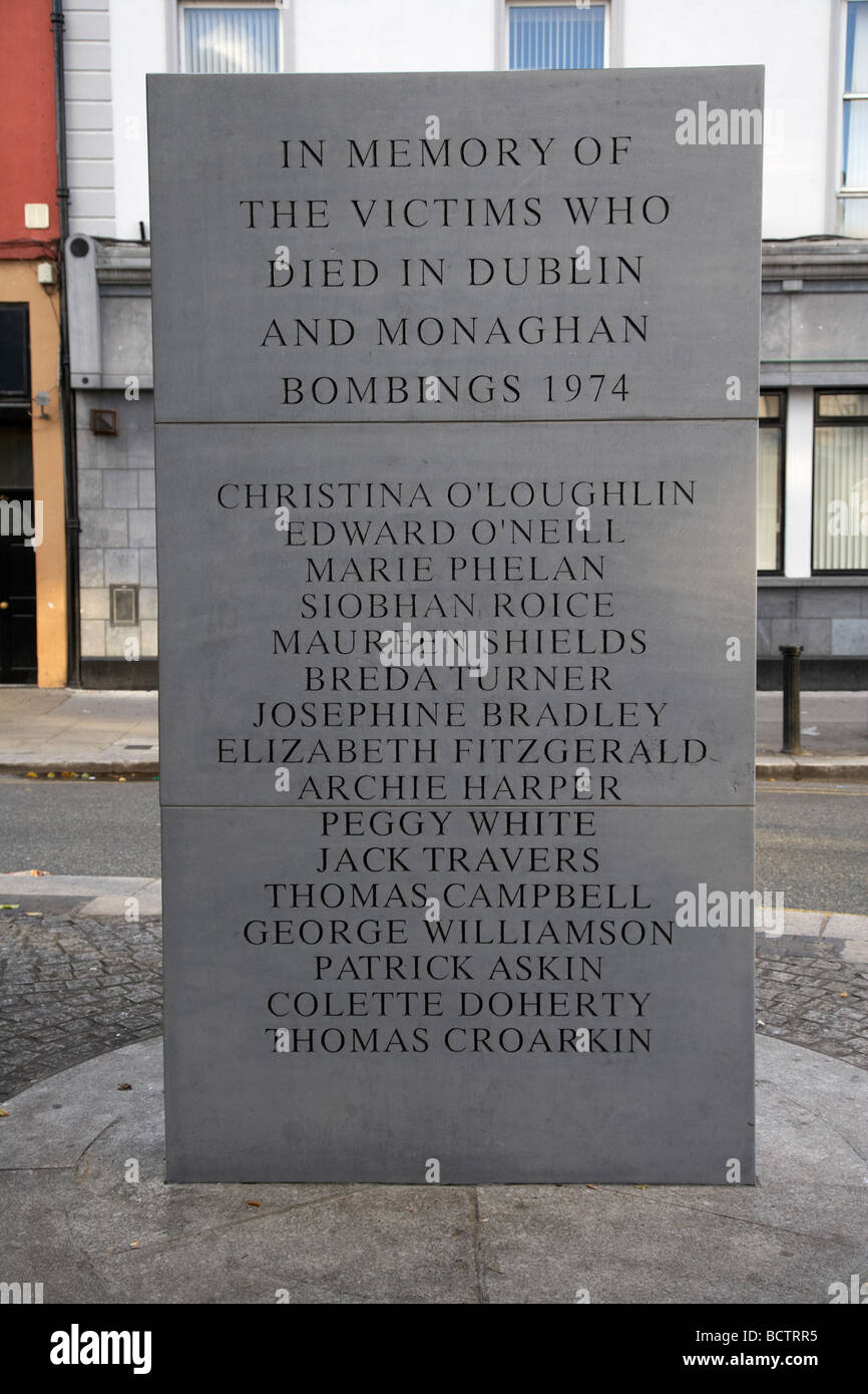 memorial to the victims of the dublin and monaghan bombings in 1974 talbot street dublin republic of ireland Stock Photo