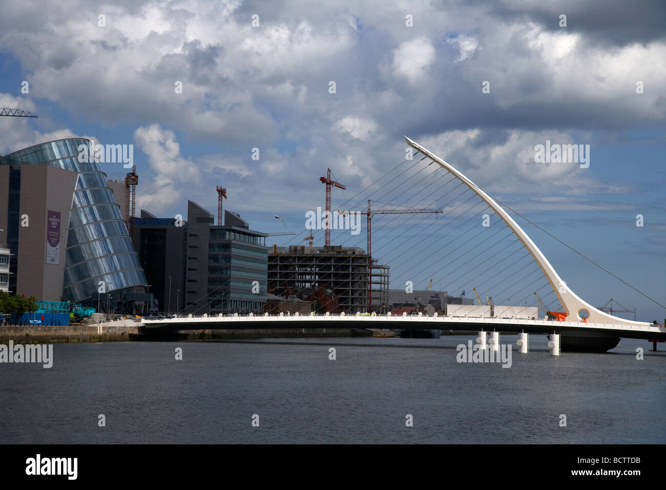 dublin docklands with new convention centre river liffey and new samuel ...