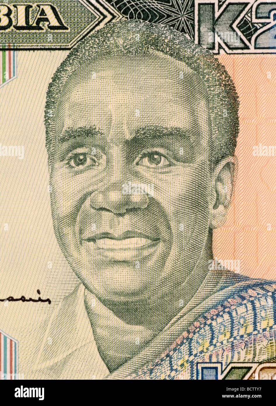 Kenneth Kuanda on 20 Kwacha 1990 Banknote from Zambia Stock Photo