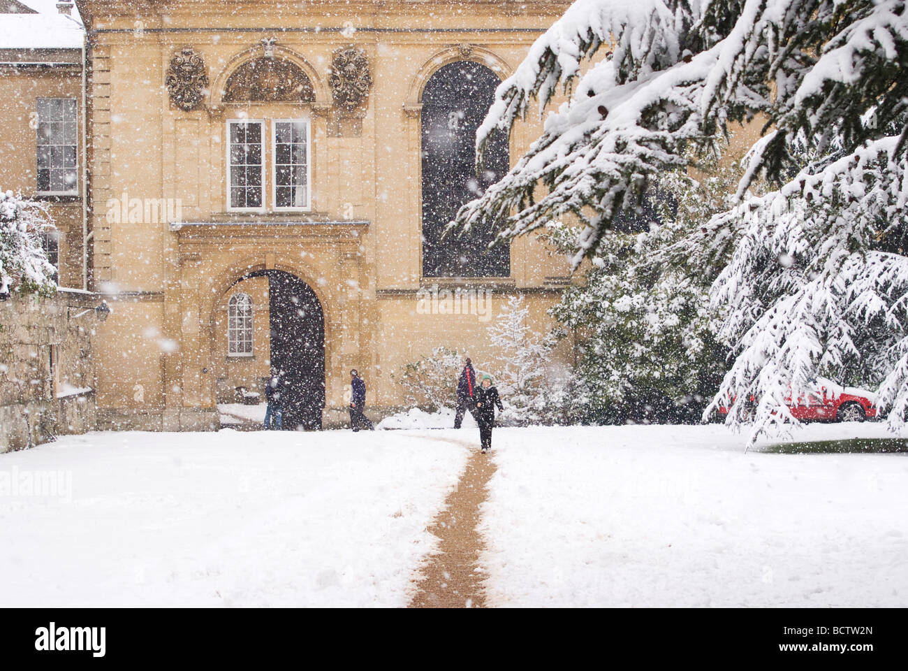 A snow covered Trinity College, Oxford University Stock Photo Alamy