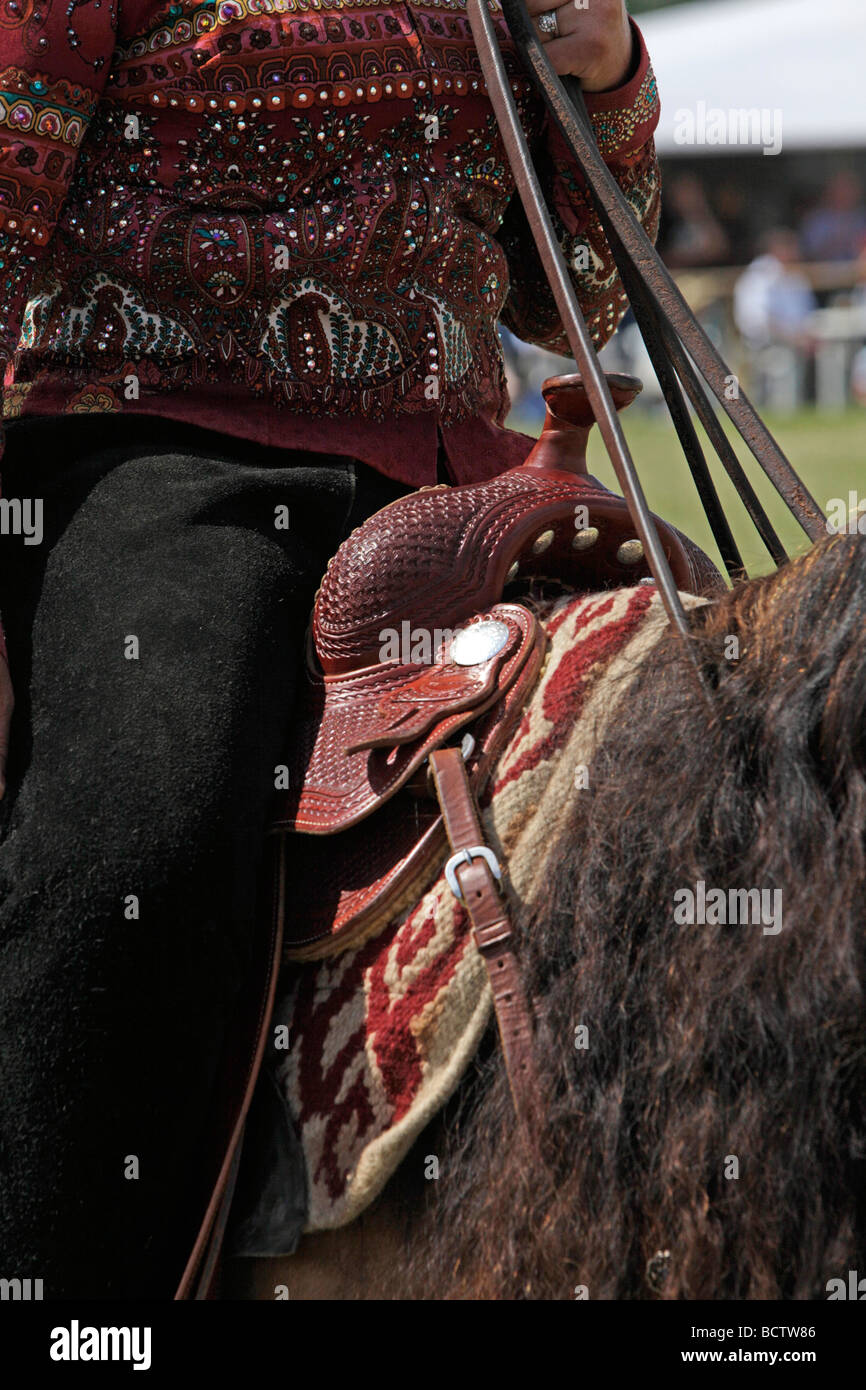 Detail of western style saddle and pommel Stock Photo Alamy