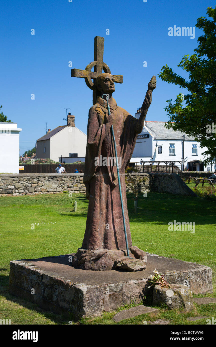 St Aiden Statue Lindisfarne Northumberland England Stock Photo Alamy