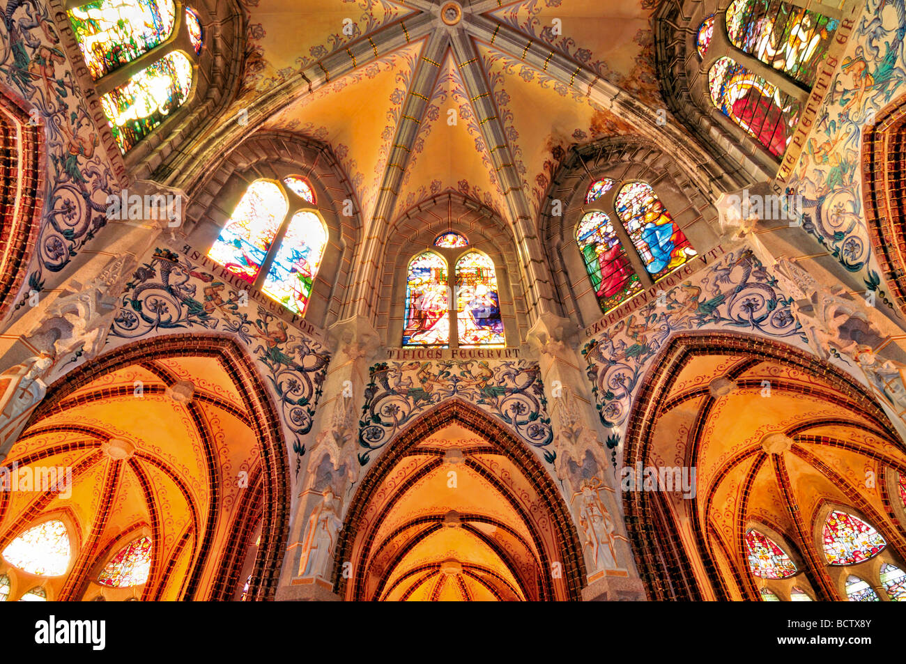 Spain, Astorga: Architectonical detail in the chapel of Bishops palace by Antonio Gaudí Stock Photo