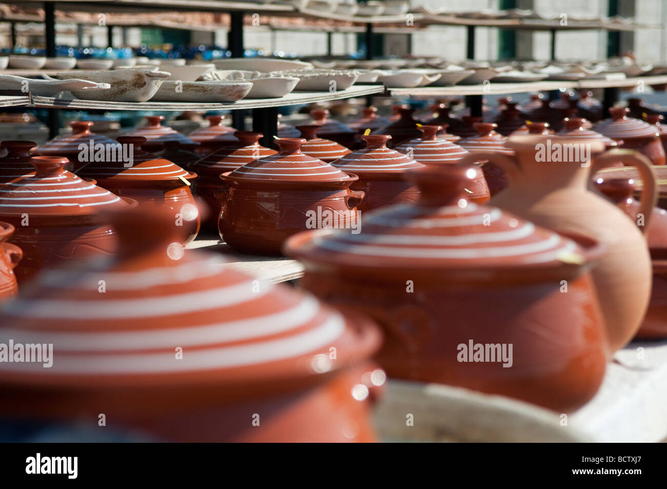 Ceramics and pottery for sale outside the mosque at the harbour in