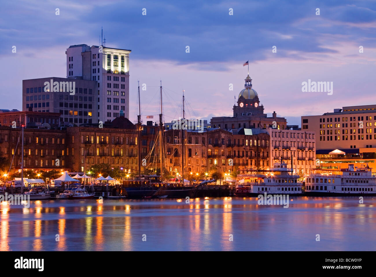 Buildings at the waterfront, Savannah River, Savannah, Georgia, USA ...