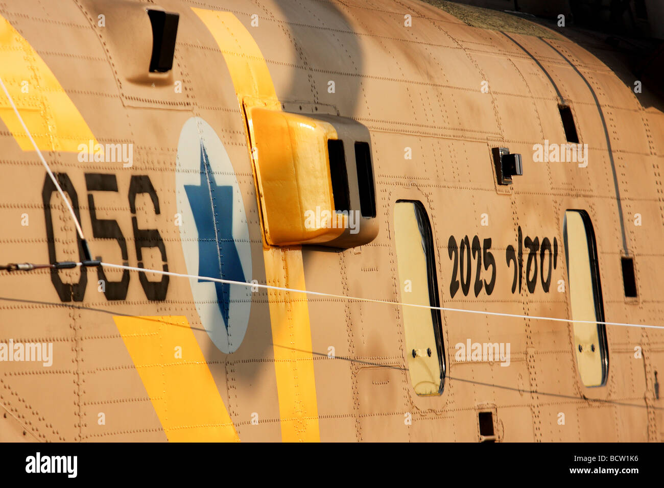 Israeli Air force helicopter Close up of a Sikorsky CH 53 on ground Stock Photo