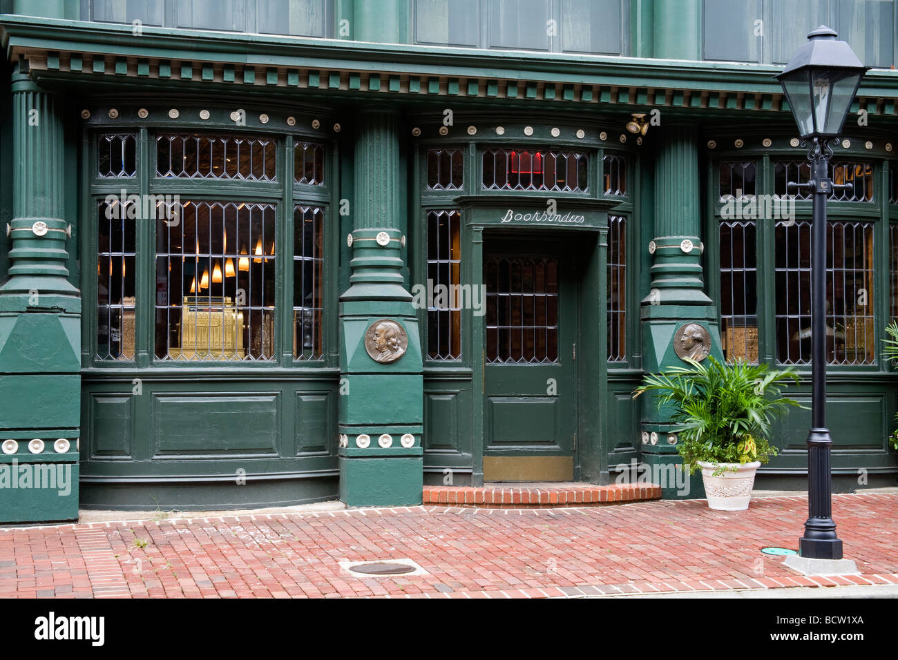 Facade of an old restaurant, Bookbinders Restaurant, Old City