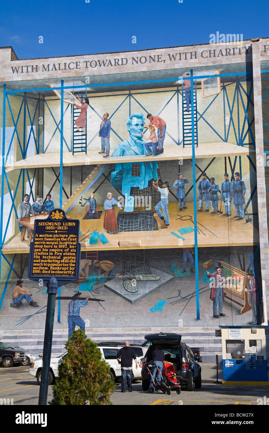 Mural on a wall, 7th Street, Philadelphia, Pennsylvania, USA Stock