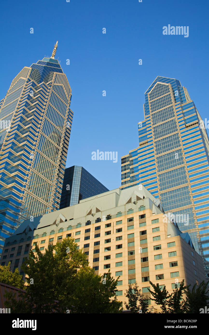 Low angle view of commercial buildings, Liberty Tower, Philadelphia, Pennsylvania, USA Stock Photo