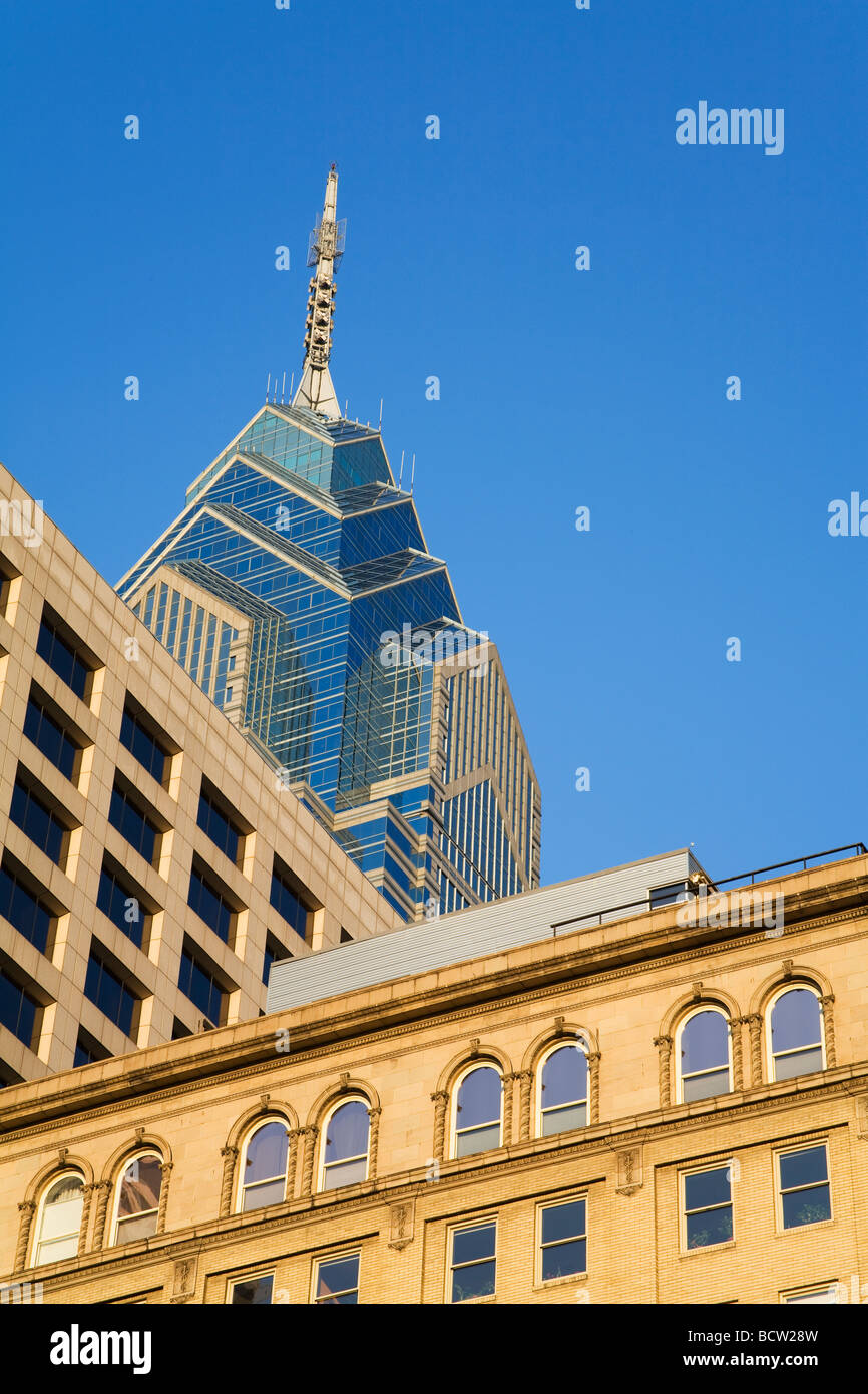 Low angle view of commercial buildings, Liberty Tower, Philadelphia, Pennsylvania, USA Stock Photo