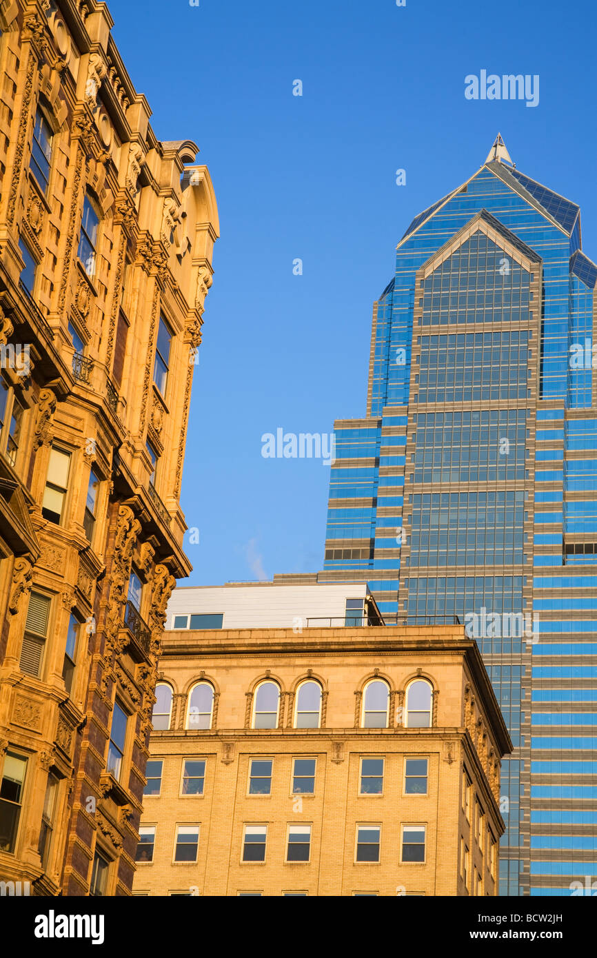 Low angle view of buildings in a city, Liberty Tower, Philadelphia, Pennsylvania, USA Stock Photo