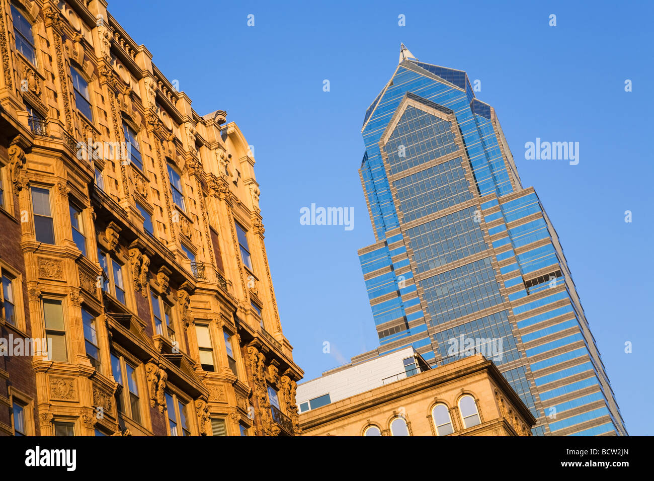 Low angle view of buildings in a city, Liberty Tower, Philadelphia, Pennsylvania, USA Stock Photo