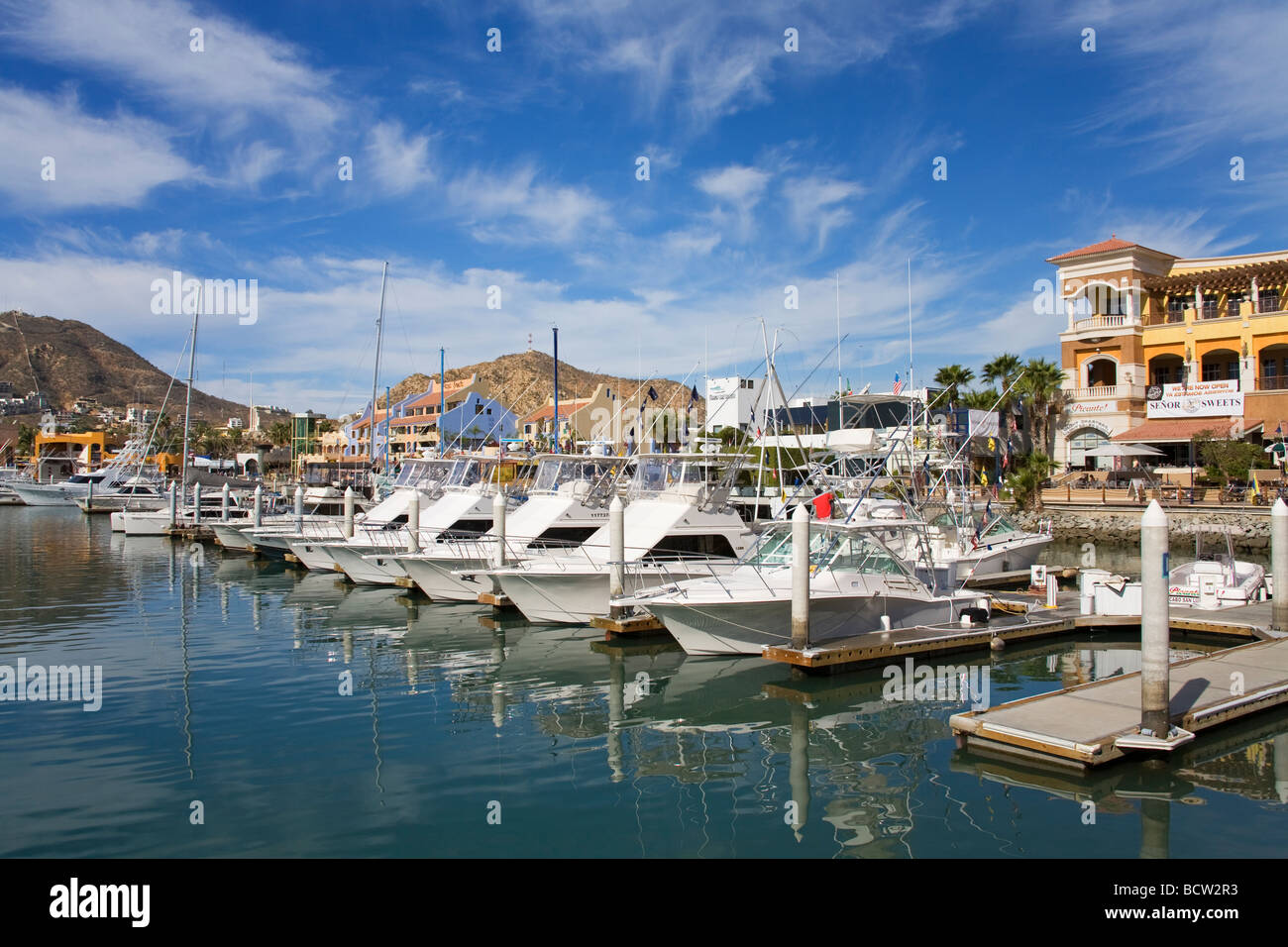 Boats at a marina, Cabo San Lucas, Baja California, Mexico Stock Photo ...
