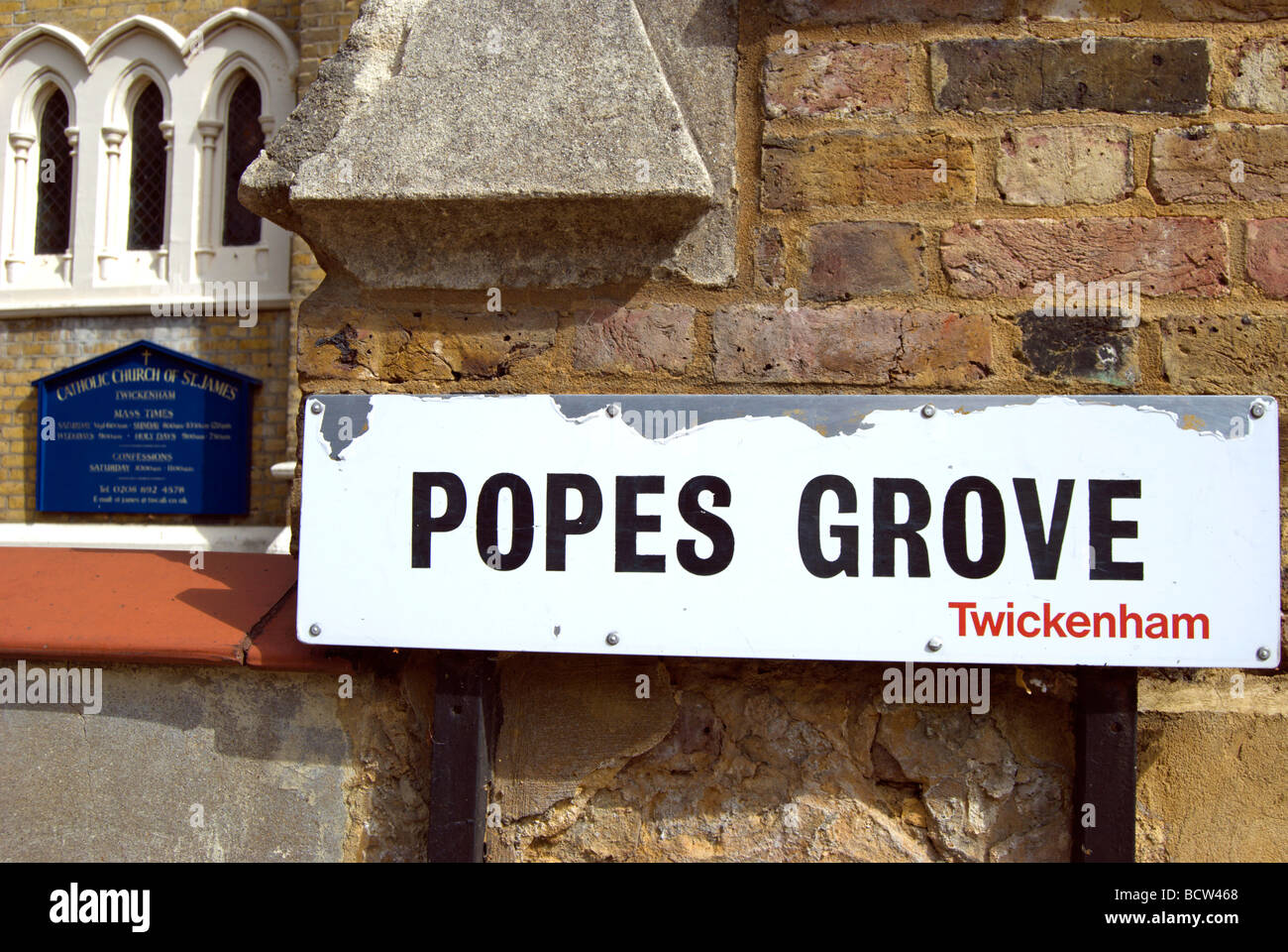 street sign for popes grove, named after the 18th century writer
