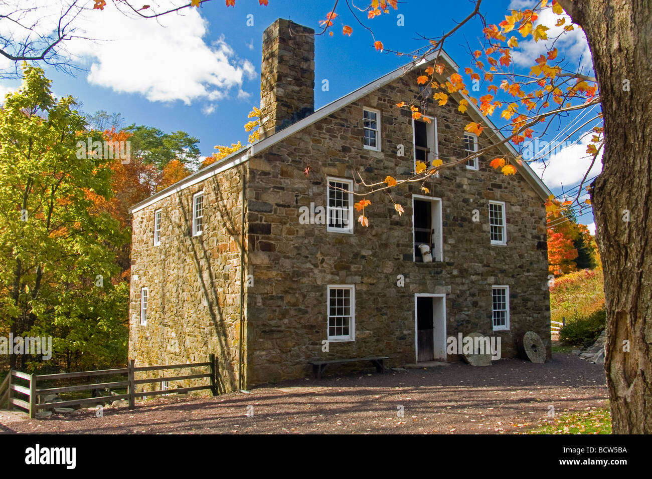 Facade of a flour mill, Cooper Mill, Chatham, New Jersey, USA Stock
