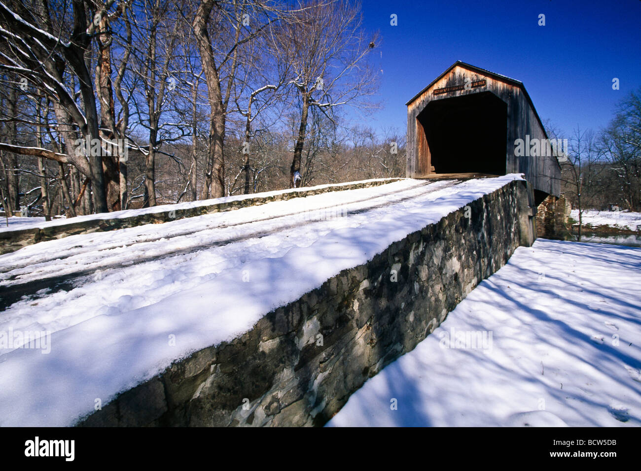 Low angle view of a covered bridge, Schofield Ford Covered Bridge