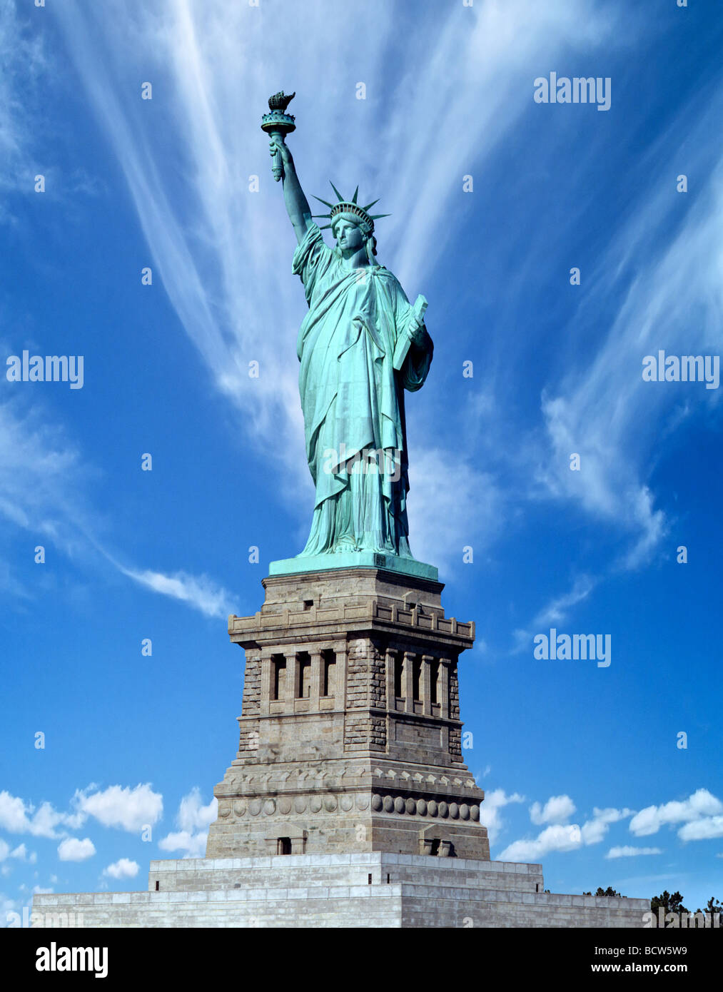 Statue of Liberty, clouds, composing, New York, USA Stock Photo