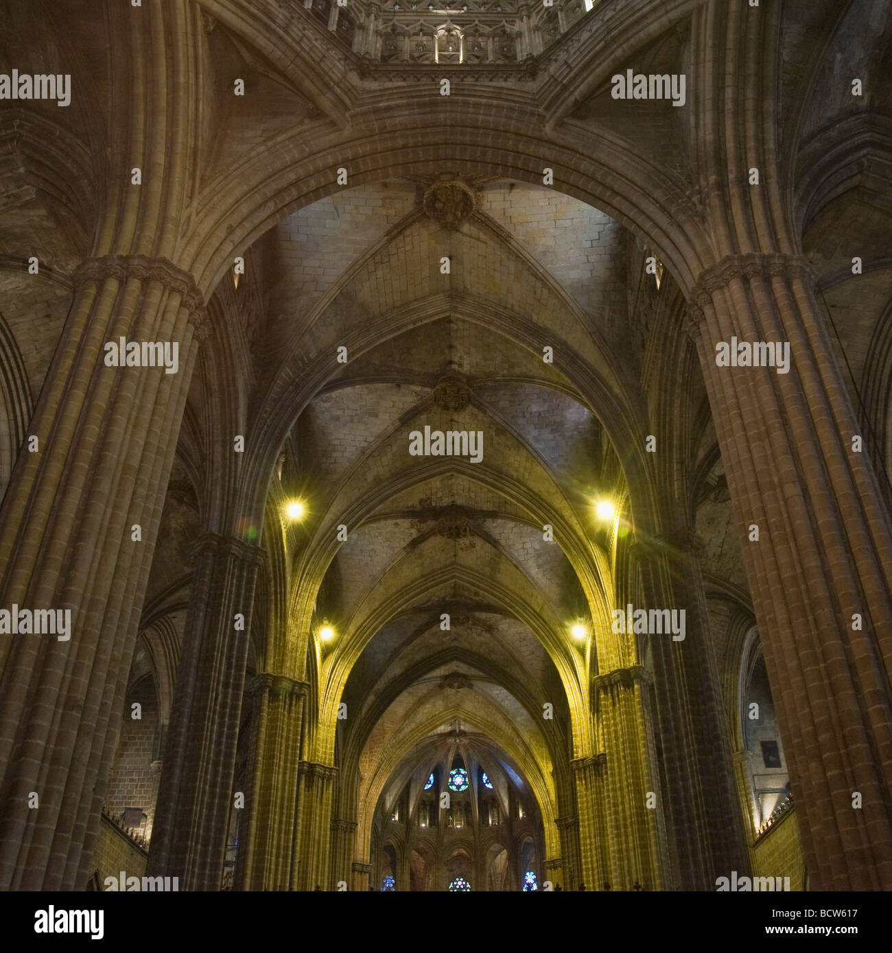 Cathedral Santa Eulalia or de La Seu Gothic ceiling Gothic District Barcelona Catalonia Spain Stock Photo