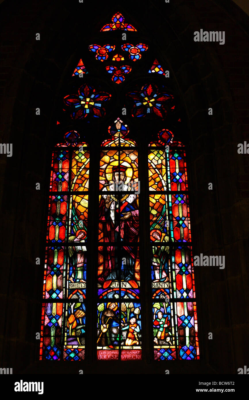 Gothic window stained glass Saint John cathedral Wroclaw Lower Silesia ...