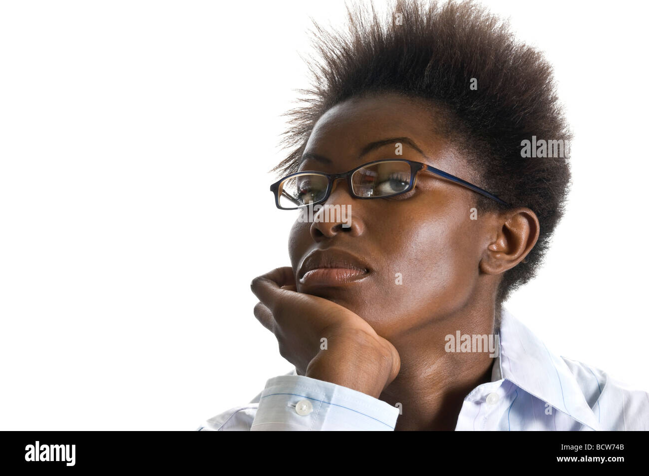 Her chin cupped in serious hires stock photography and images Alamy