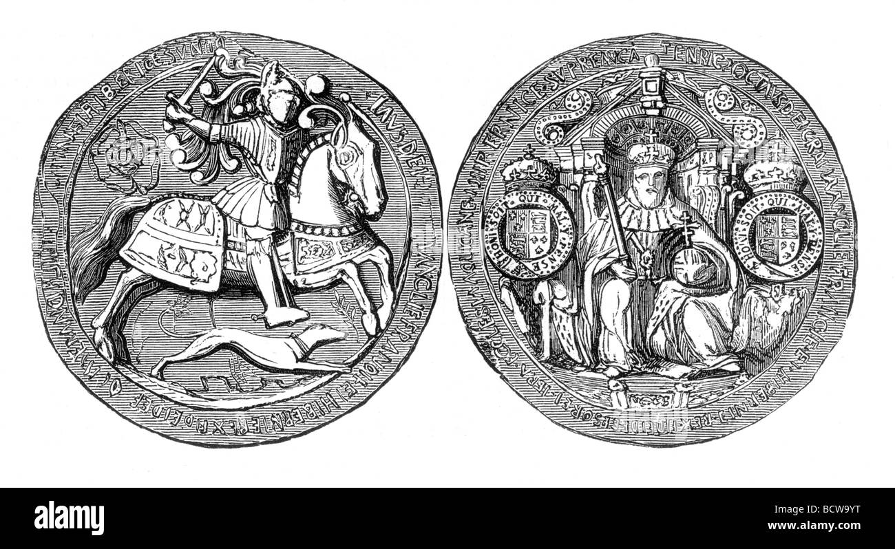 The Great Seal of King Henry VIII of England Stock Photo