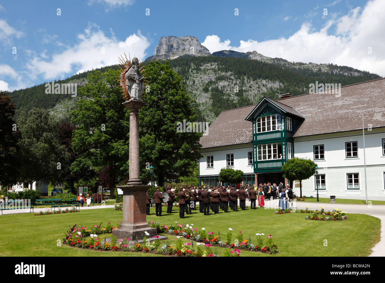 Spa park in Altaussee, Loser mountain, Ausseer Land, Salzkammergut area, Styria, Austria, Europe Stock Photo