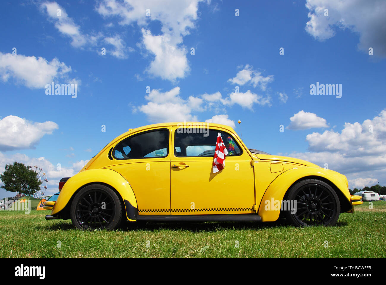 Classic yellow VW beetle Stock Photo