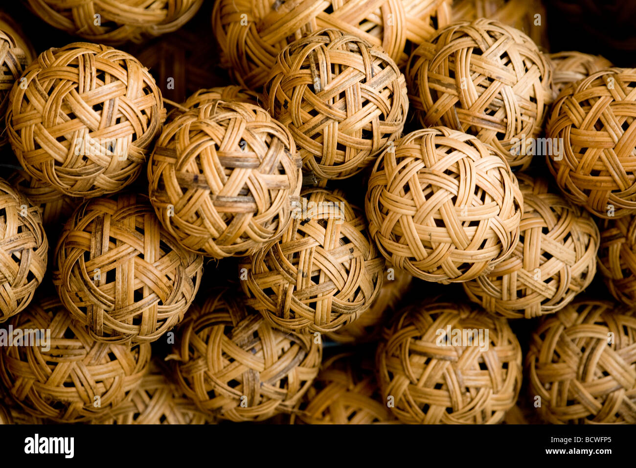 Sepak Takraw Balls for sale in Luang Prabang, Laos Stock Photo