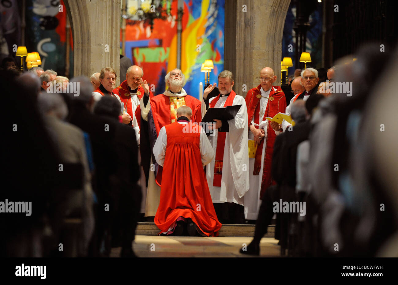 The consecration of Bishop Mark Sowerby, the new Bishop of Horsham, by the archbishop Rowan Williams in Chichester Cathedral. Stock Photo