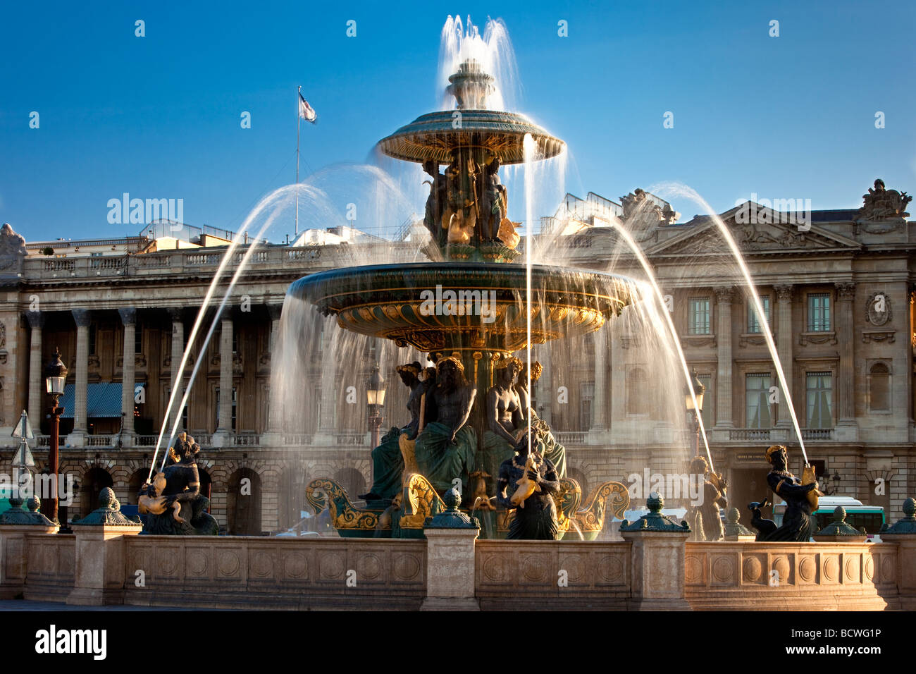 Fontaine des Fleuves - Fountain of Rivers at Place de la Concorde, Paris France Stock Photo