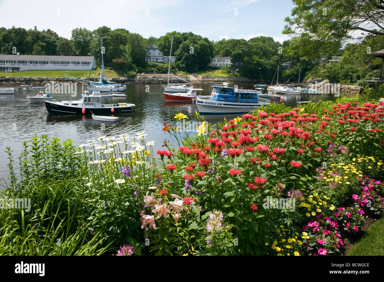 Colorful gardens full of flowers next to a restaurant Ogunquit Perkins