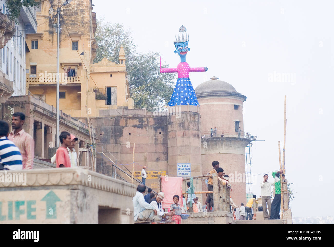 Female goddess figure. Diwali festival. Varanasi, India. Stock Photo