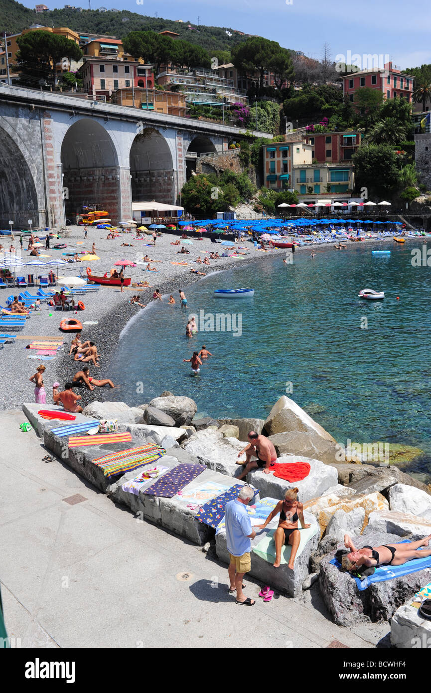 Breathtaking view on Mediterranean sea beach on Liguria region in