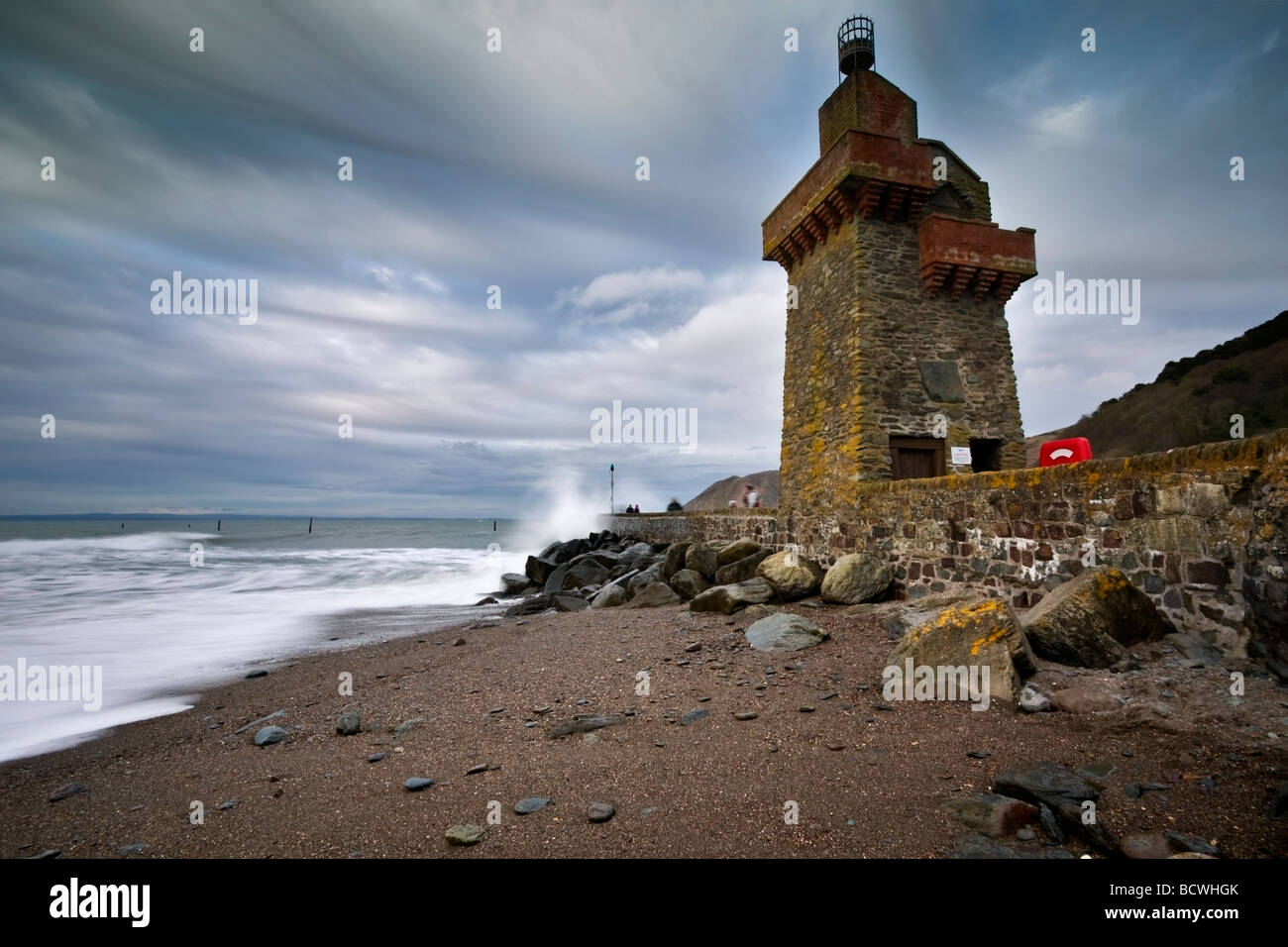 The old lighthouse of Lynmouth Stock Photo