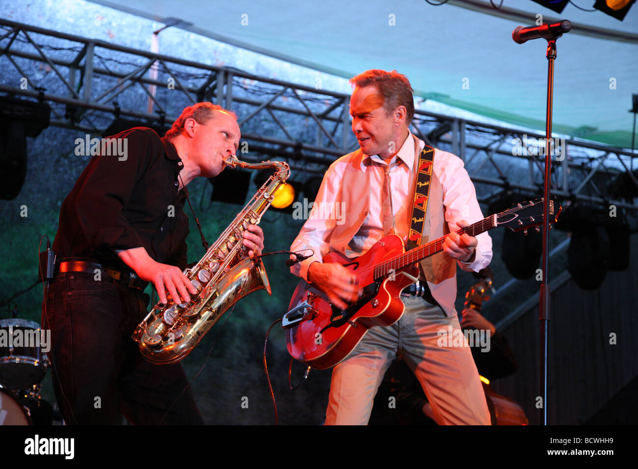 Peter Kraus, rock'n' roll musician, open air concert, Muehldorf am Inn, Bavaria, Germany Stock Photo
