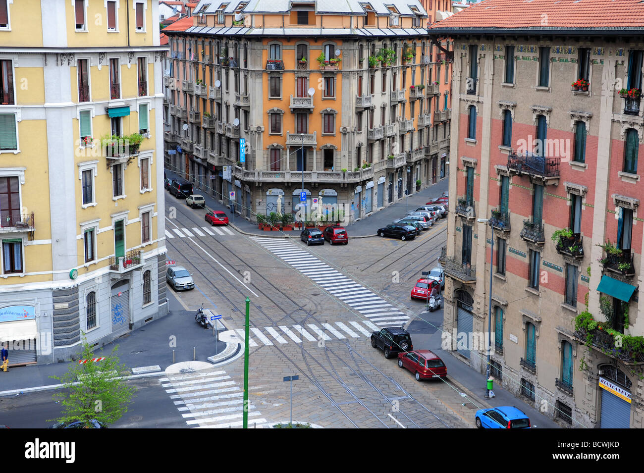Europe Italy Milan apartment houses in central Milano Stock Photo