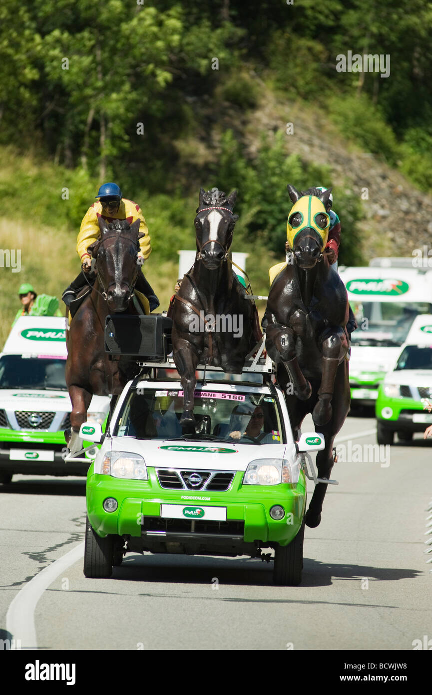 Le Tour de France 2009 Caravane entering Bourg St Maurice for the 16th stage Stock Photo