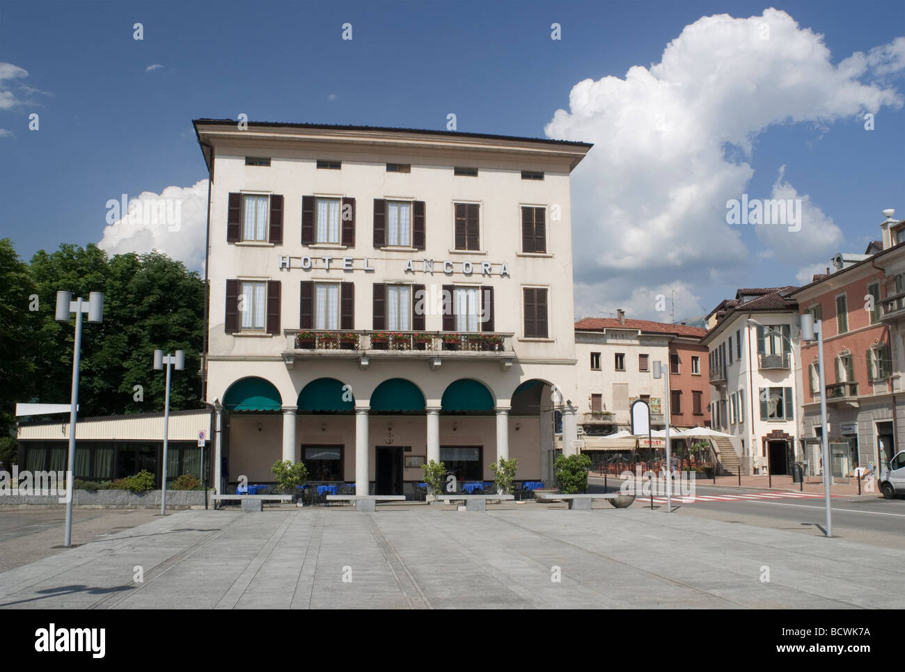 hotel Ancora Luino Varese Lake Maggiore Lombardy Italy Stock Photo