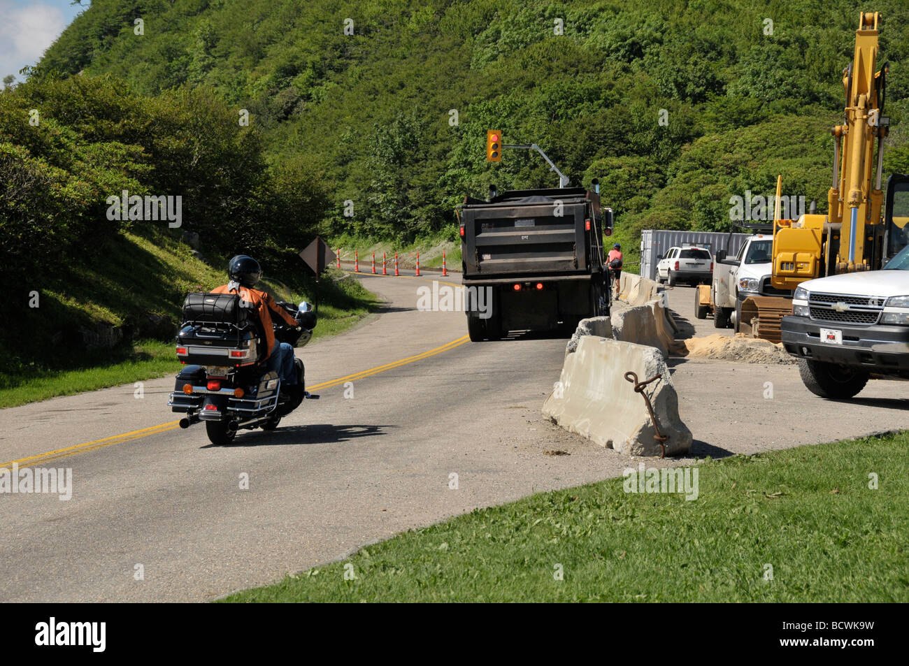 Blue Ridge Parkway construction, NC USA Stock Photo Alamy