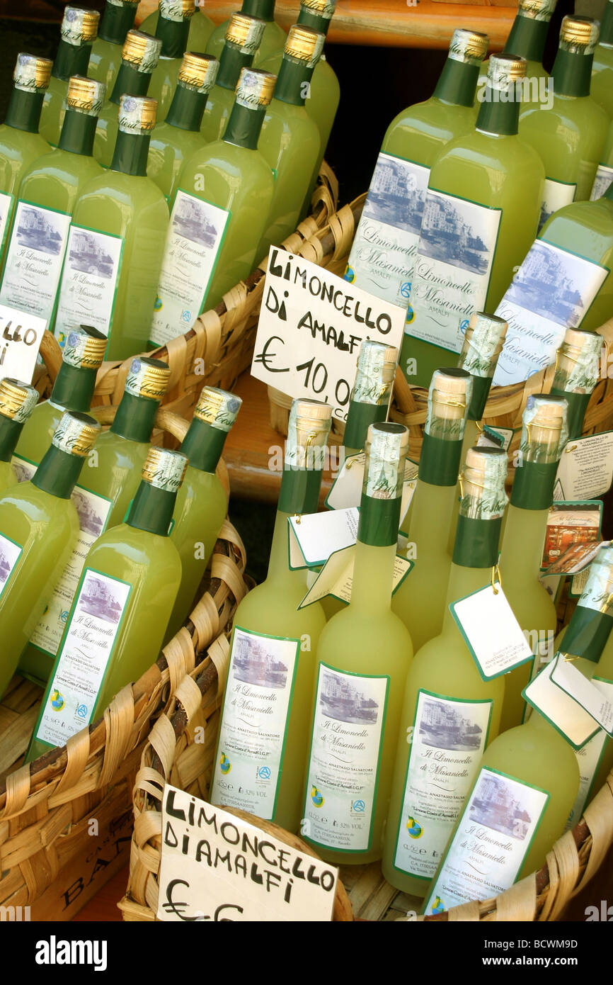 Bottles of italian Limoncello in Italy Stock Photo - Alamy