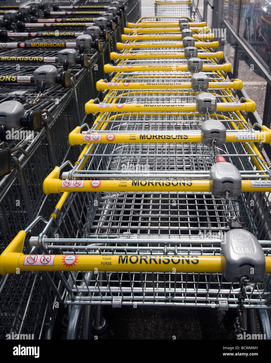 Shopping trolleys at a supermarket England Stock Photo Alamy