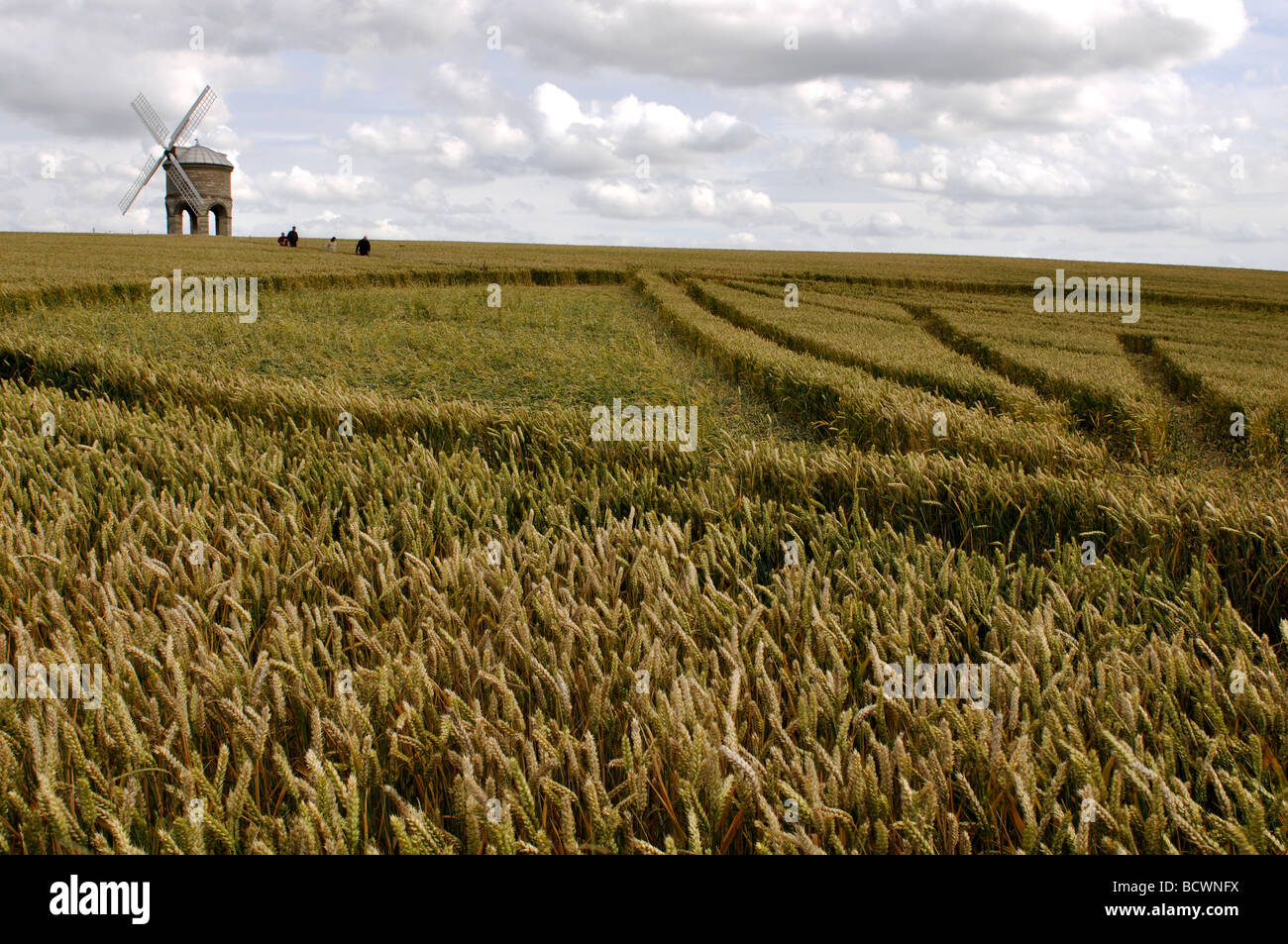 Crop circle near Chesterton Windmill, Warwickshire, England, UK Stock Photo