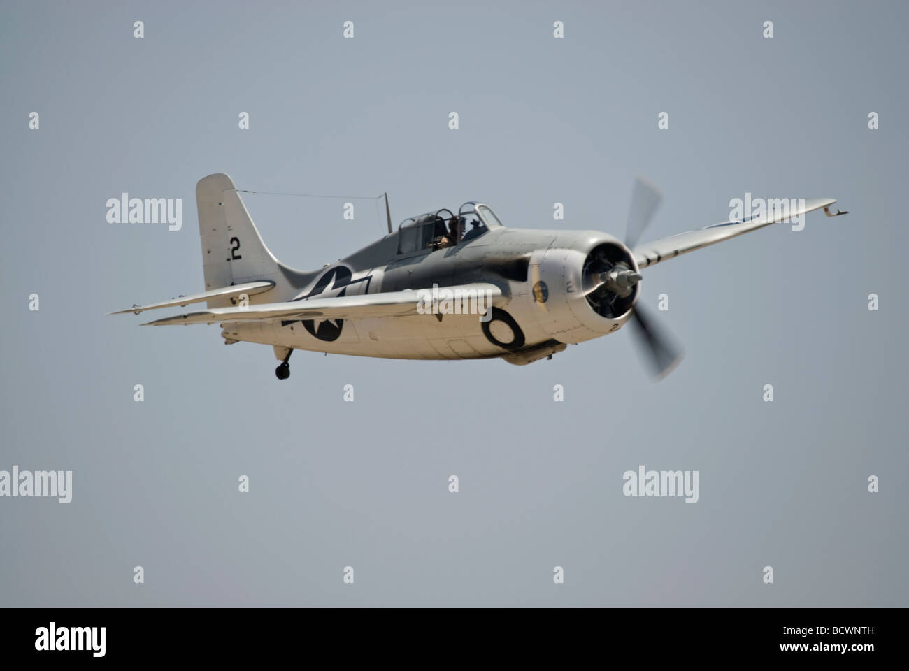 A Grumman F4F Wildcat flies at an air show. Stock Photo
