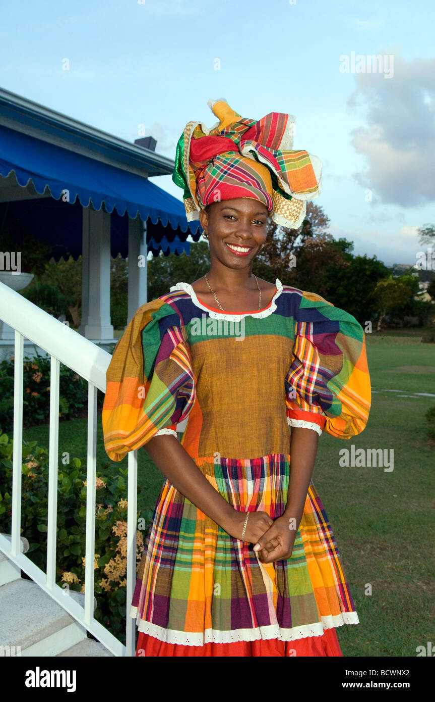 Jamaican Woman in Traditional Dress Stock Photo