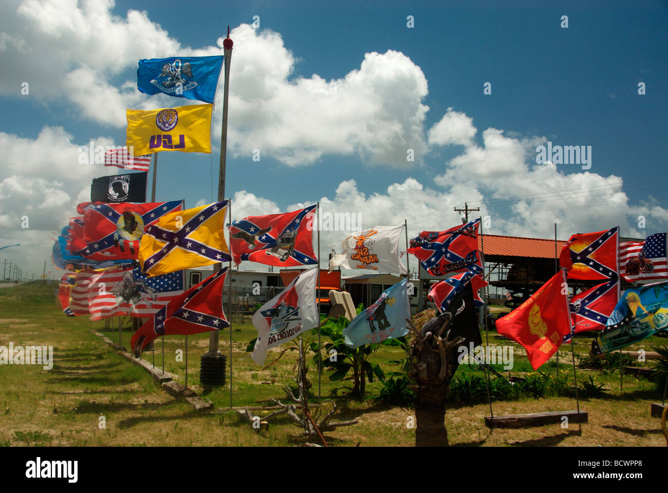 Flags for sale on the Holly Beach, Creole Nature Trail AllAmerica Road