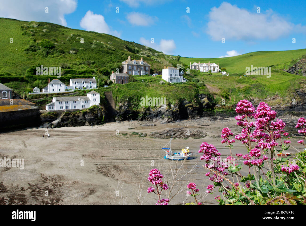 the quiet harbour at port isaac in north cornwall,uk Stock Photo