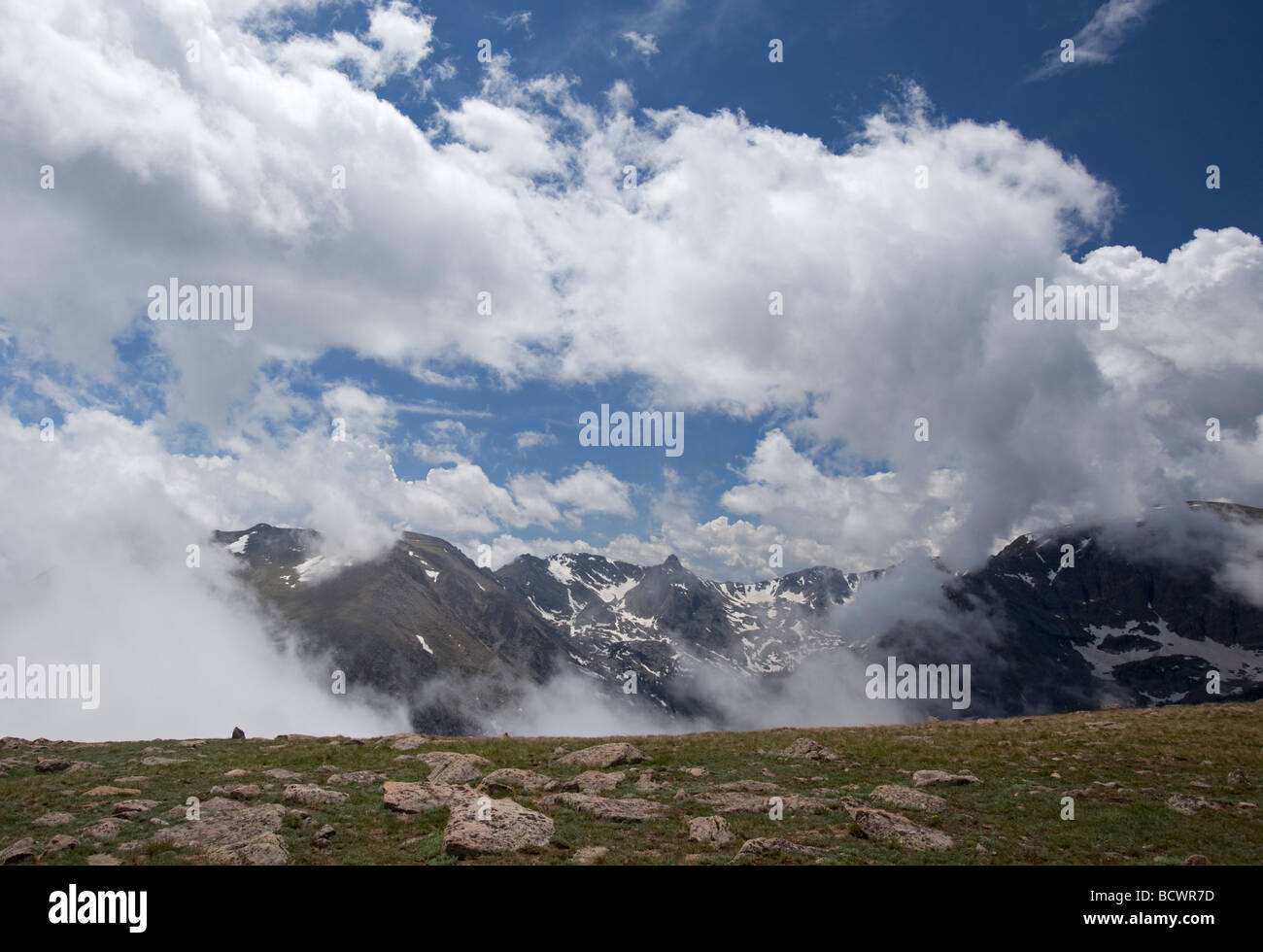 Rocky Mountain National Park Colorado The alpine tundra along Trail Ridge and a view of the Continental Divide Stock Photo