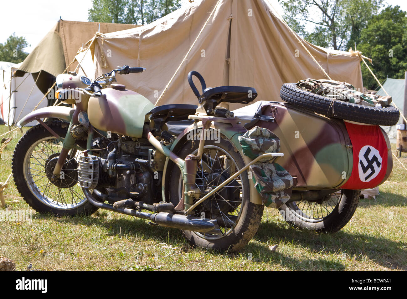 Nazi Motorbike and Sidecar at War and Peace Show Stock Photo